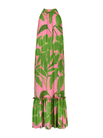 Ro&Zo Leaf print halterneck dress at Collagerie