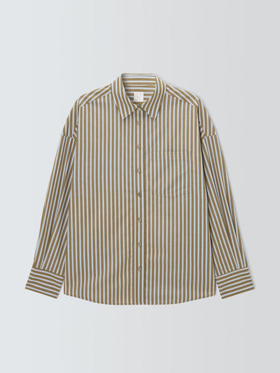 John Lewis & Partners Split sleeve striped cotton shirt at Collagerie