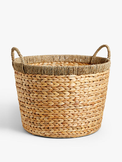 John Lewis & Partners Water hyacinth log basket with contrast trim at Collagerie