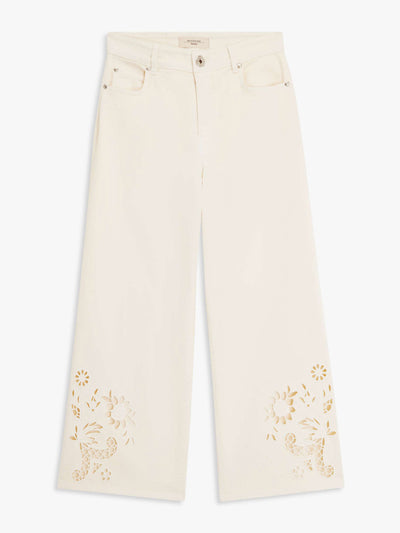 Weekend Max Mara Natural embroidered hem jeans at Collagerie