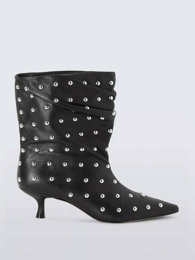 John Lewis x A.W.A.K.E. MODE Mini dome stud leather kitten heel ankle boot at Collagerie