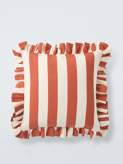 John Lewis & Partners Block stripe frilled cushion at Collagerie