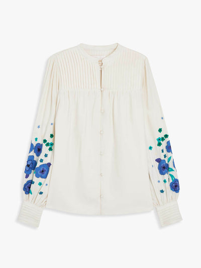 Fabienne Chapot Embroidered balloon sleeve blouse at Collagerie