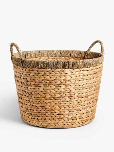 John Lewis Water hyacinth log basket with contrast trim at Collagerie