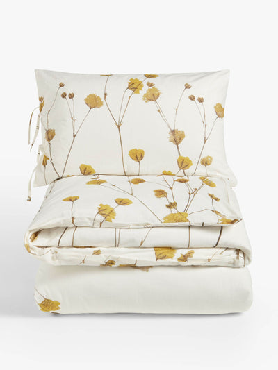 John Lewis & Partners + Mother of Pearl Cream and gold floral duvet set at Collagerie