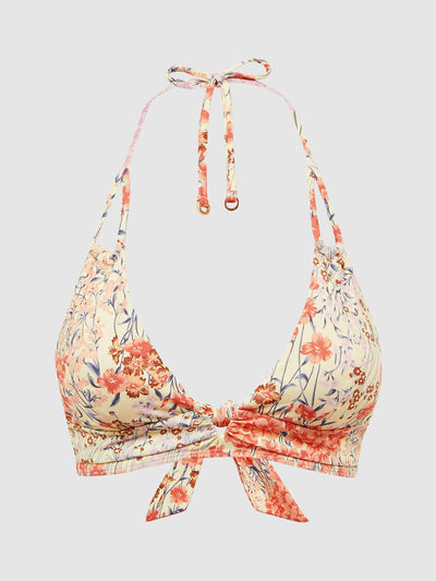 reiss Floral halterneck triangle bikini top at Collagerie