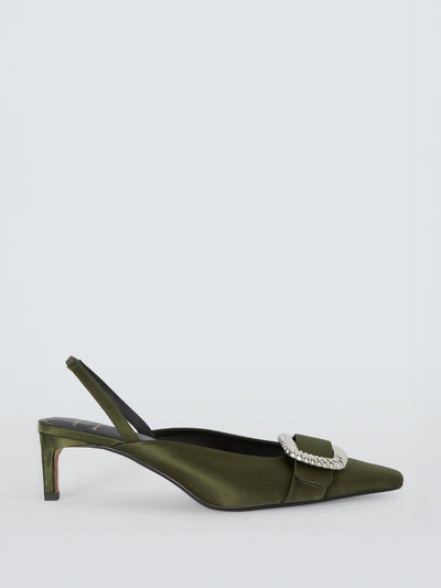 John Lewis x REJINA PYO Slingback buckle satin court shoes at Collagerie