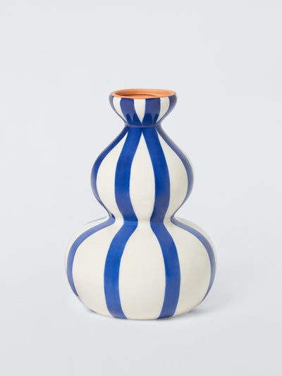 John Lewis & Partners Hand painted striped curved ceramic vase at Collagerie
