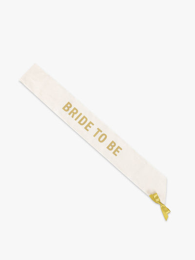 Talking Tables 'Bride to be' cotton white & gold sash at Collagerie