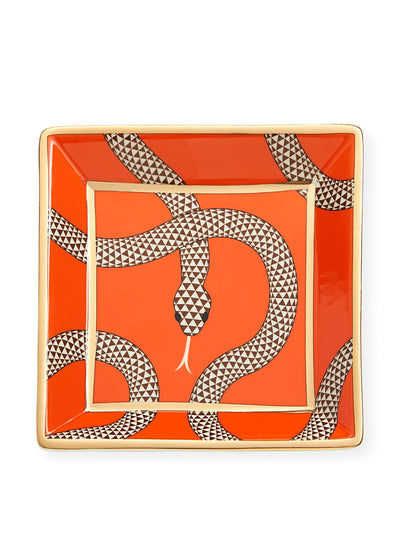 Jonathan Adler Orange serpent print square tray at Collagerie