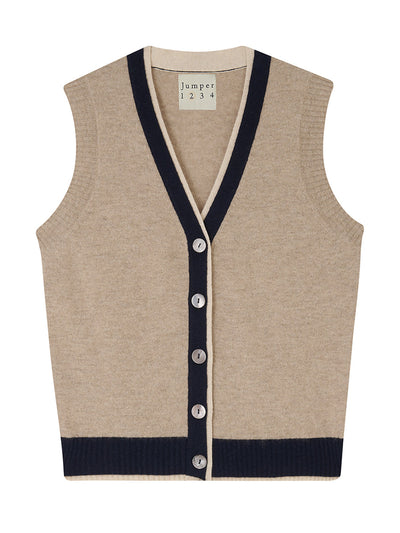 Jumper 1234 Cashmere double rib sleeveless cardigan at Collagerie