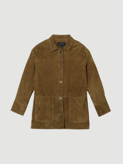 Karen Millen Suede whip stitch detail collared jacket at Collagerie
