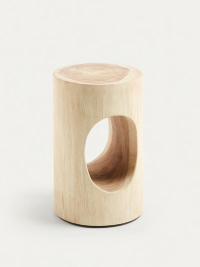 Kave Home Halker solid rain tree wood side table at Collagerie