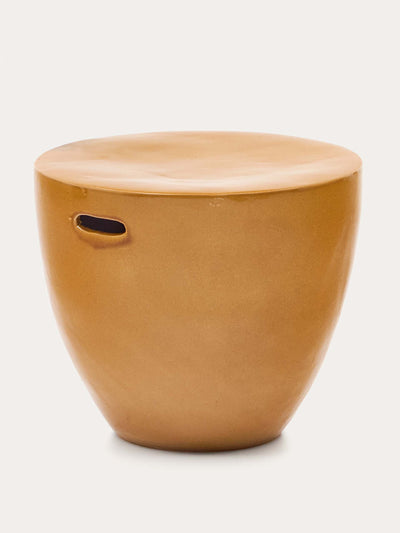 Kave Home Mesquida outdoor ceramic side table at Collagerie