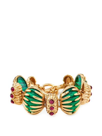 Kenneth Jay Lane Vintage emerald & ruby toggle bracelet at Collagerie
