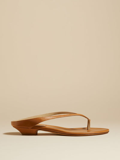 Khaite Flat sandals in Nougat Leather at Collagerie
