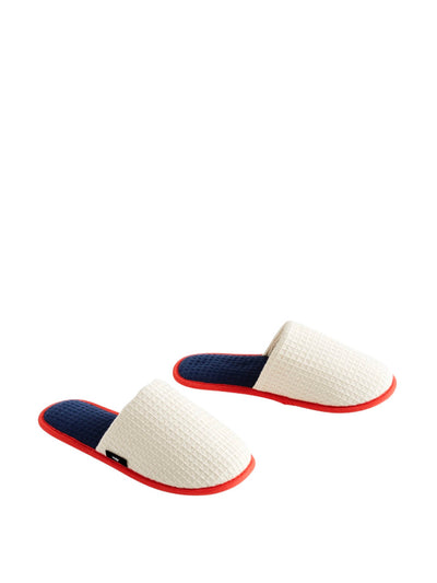 Hay Cream waffle slippers at Collagerie