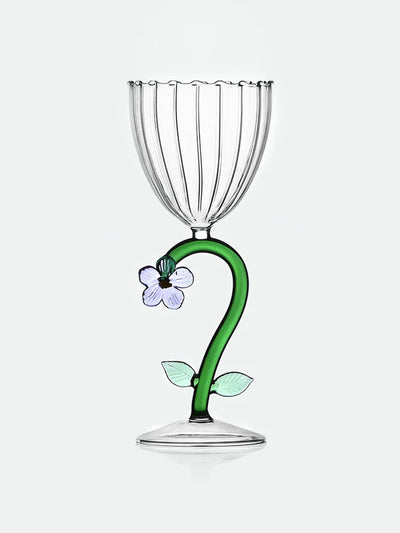 Ichendorf Milano Optical stemmed Lilac Flower glass at Collagerie