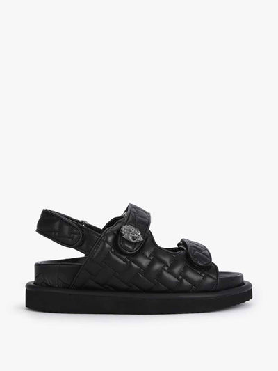 Kurt Geiger Black eagle head quilted sandals at Collagerie