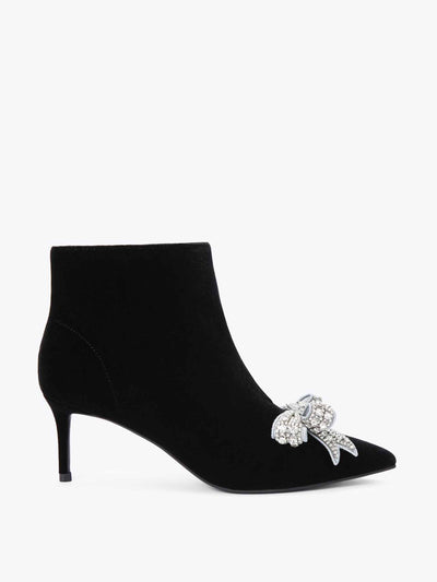 Kurt Geiger London Black ankle boots with crystal bow at Collagerie