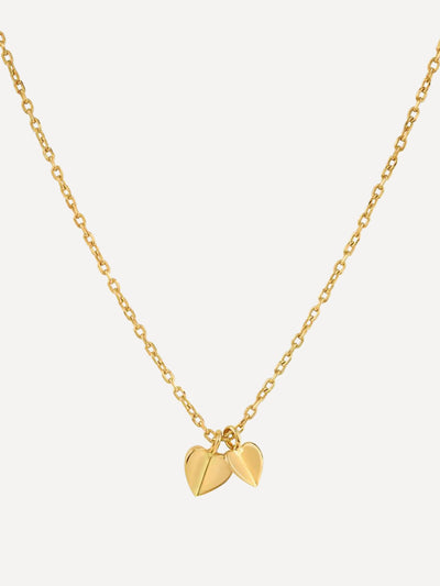 Dinny Hall Gold plated vermeil silver bijou folded heart duo pendant necklace at Collagerie