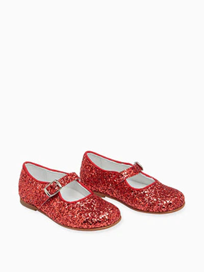 La Coqueta Kids Red glitter girl Mary Jane shoes at Collagerie