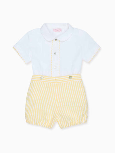 La Coqueta Kids Orlando baby boy set in Lemon Stripe at Collagerie