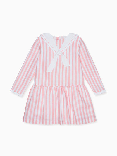 La Coqueta Kids Pink stripe aranda girl drop waist dress at Collagerie