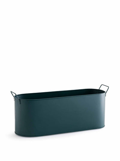 La Redoute Interieurs Dark blue green metal planter at Collagerie