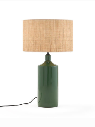 La Redoute Interieurs Green ceramic and raffia table lamp at Collagerie