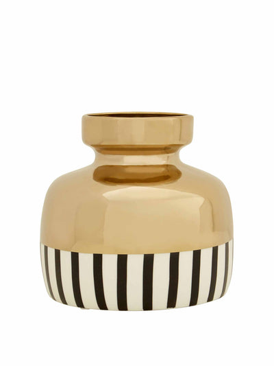 So'Home Gold ceramic vase with black and white stripes at Collagerie