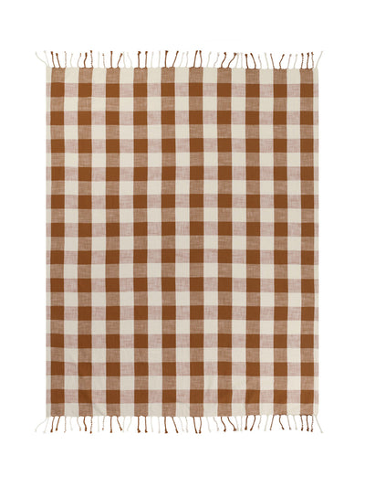 Yard Chesil check tasseled 100% cotton throw at Collagerie