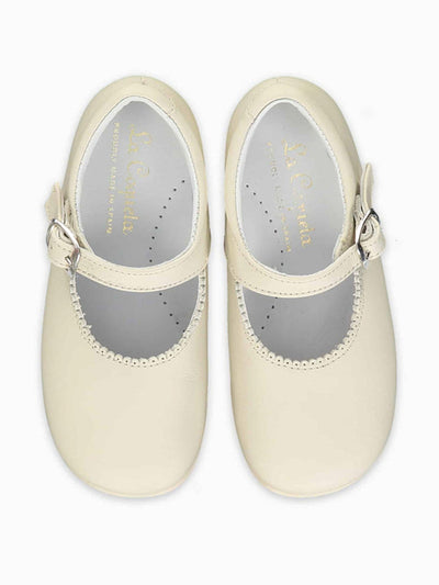 La Coqueta Kids Ivory leather toddler Mary Jane shoes at Collagerie