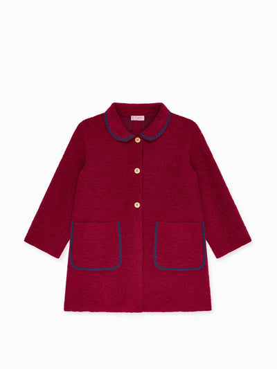 La Coqueta Kids Burgundy Henrietta Girl coat at Collagerie