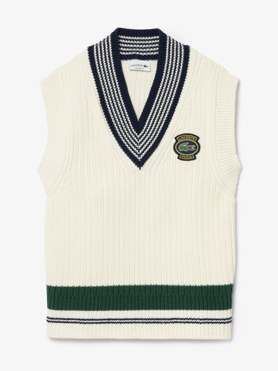 Lacoste Heavy knit badge tennis sweater at Collagerie