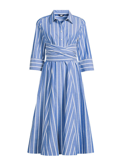 Lands' End Women's poplin wrap front midi dress at Collagerie