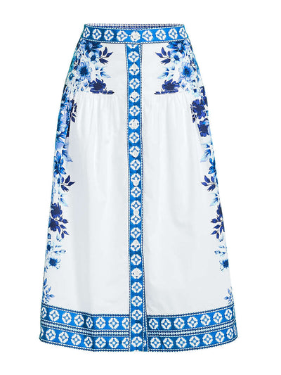Lands' End Women's print poplin midi skirt at Collagerie