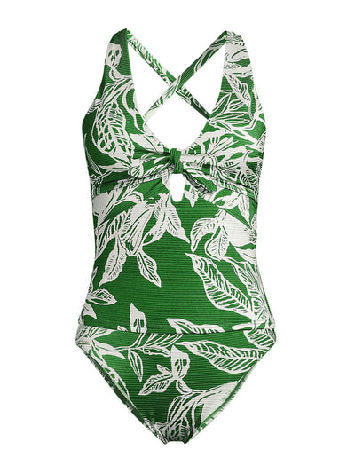 Lands' End Women's shine knot front tie back tankini at Collagerie