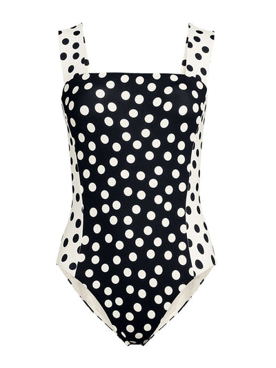 Lands' End Women's wide strap square neck high leg swimsuit at Collagerie
