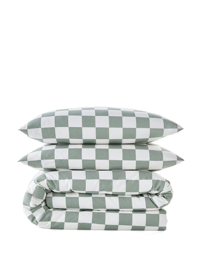 La Redoute Interieurs Checked cotton bed set in Sage Green at Collagerie