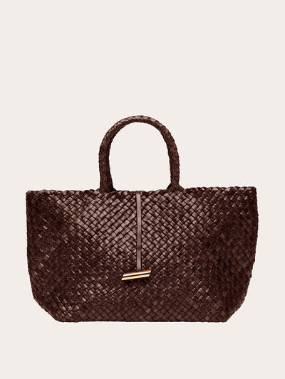 Little Liffner Dark brown large leather basket bag at Collagerie