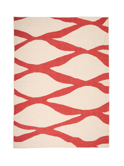 Late Afternoon Ondula rug in brick red at Collagerie