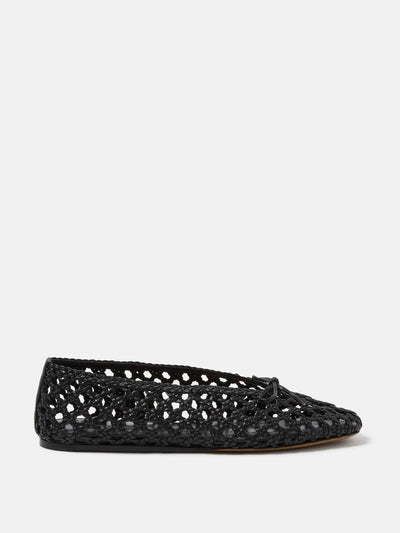 Le Monde Beryl Black woven leather regency slippers at Collagerie