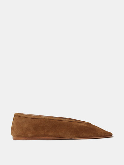 Le Monde Beryl Luna Slippers in taupe suede at Collagerie