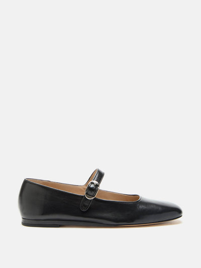 Le Monde Beryl Mary Jane flats in black leather at Collagerie