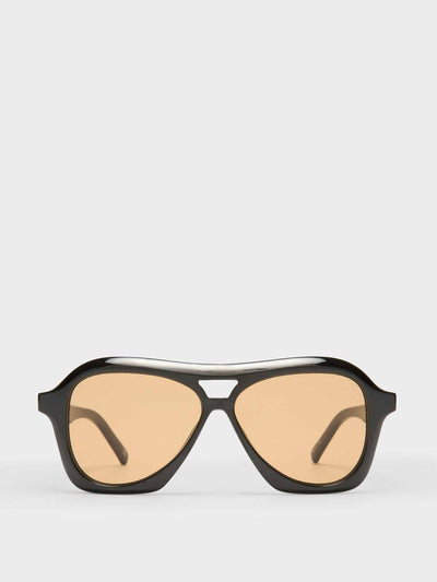 Le Specs Drizzle sunglasses in black with light brown mono lenses at Collagerie