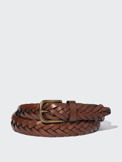 Uniqlo Brown leather wide mesh belt at Collagerie