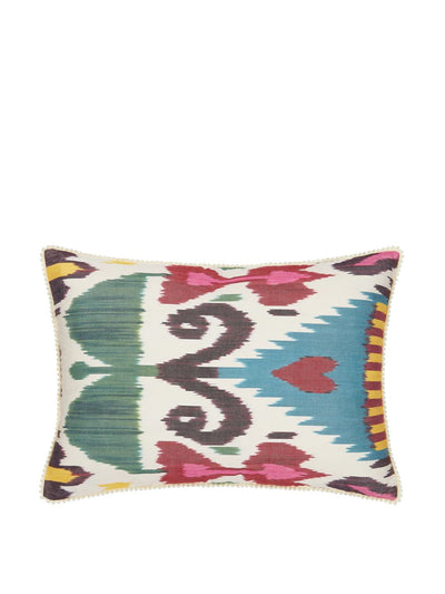 Lesser Luxury rectangular ikat silk cushion at Collagerie