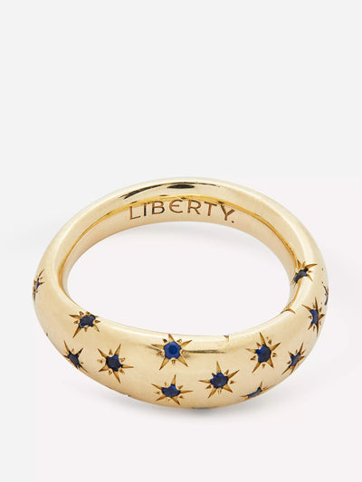 Liberty London Gold handmade Ianthe star blue sapphire ring at Collagerie