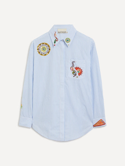 Alémais Strike patchwork stripe shirt at Collagerie